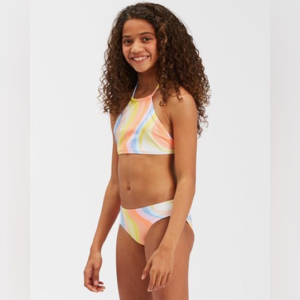 New Girls Billabong Groovy Road High Neck Bikini Size 10